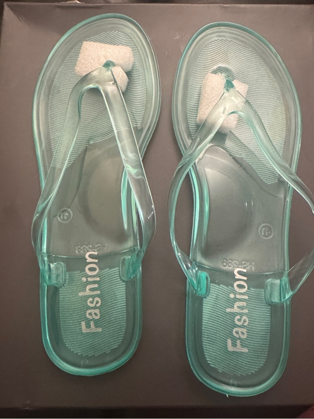 SHEIN Transparent Teal Jelly Flip Flop Sandals